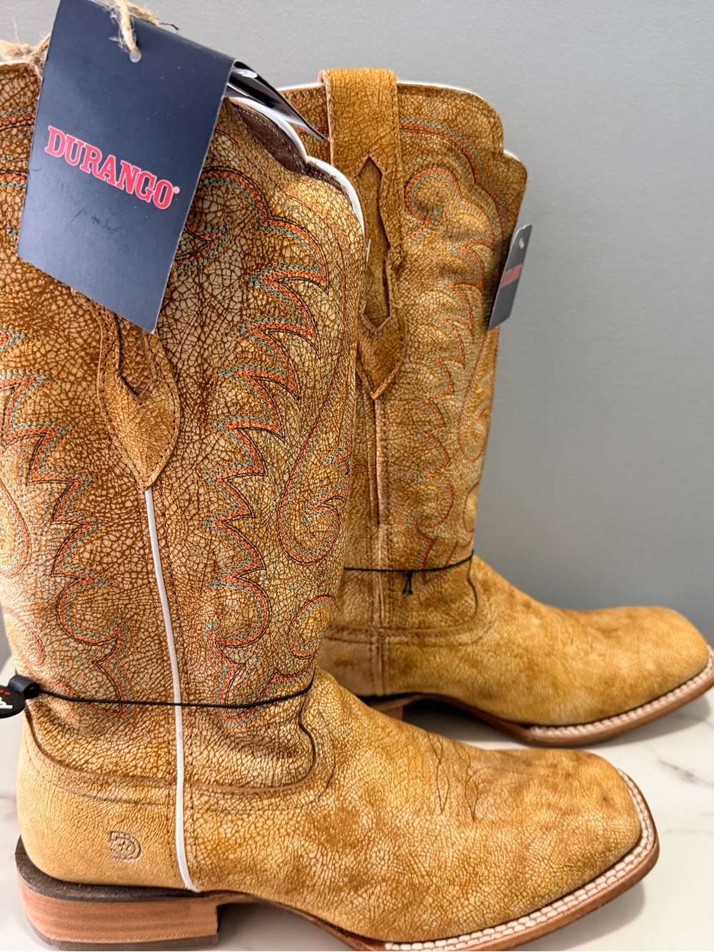 Durango Women's western cowboy Boots with square toe Cremello 13 inch